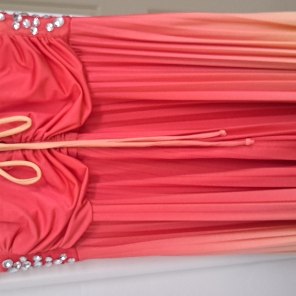 Speechless Pleated Rhinestone Accent Waist Lace Up Back Dress Size Medium - Picture 6 of 13